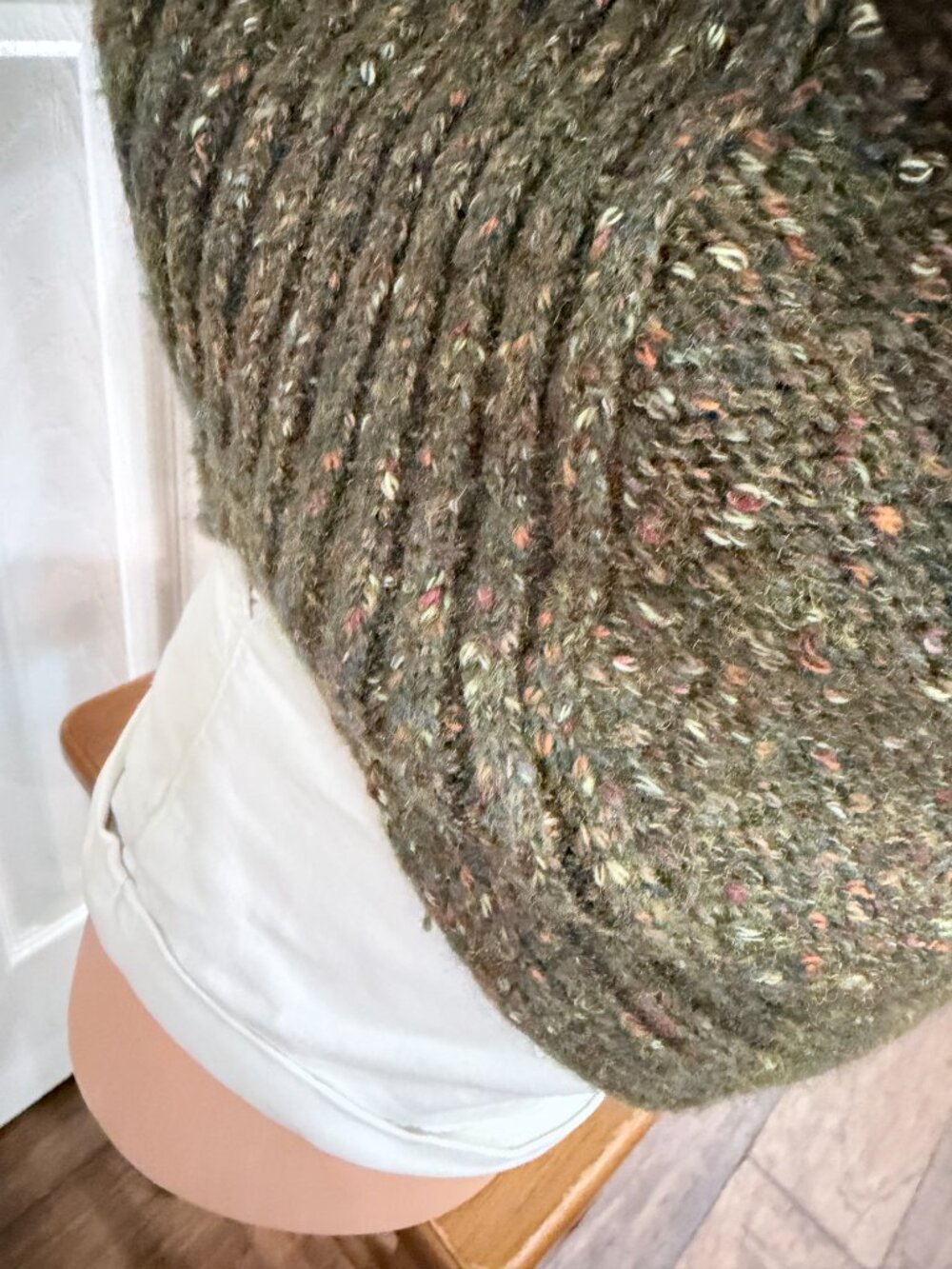 Charlie B XS Olive Donegal Fleck Wool Blend Cowl Turtleneck Sweater - Picture 6 of 13